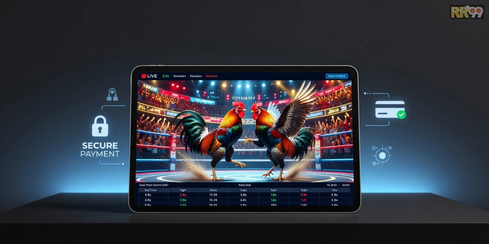 Hình minh họa khái niệm đá gà online rr99 với giao diện cá cược hiện đại và an toàn.
