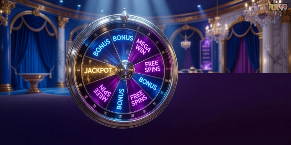 Hình ảnh guồng quay may mắn trong game Fortune Wheel trên rr99 đầy màu sắc